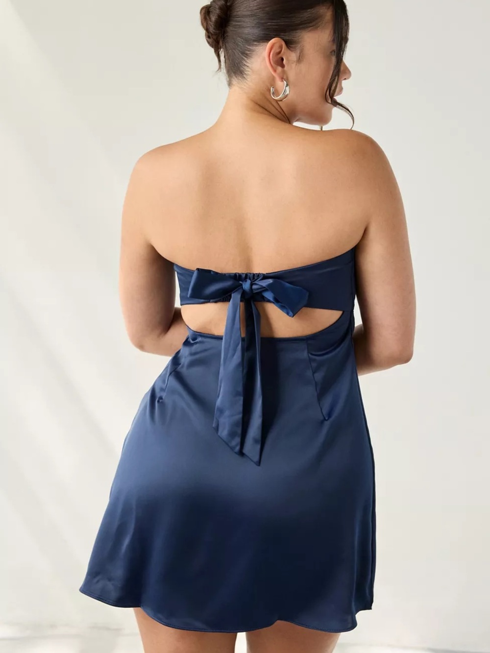 Urban Outfitters Navy Satin Backless Tie-Back Mini Dress